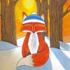 Baby Fox At Sunset Diamond Painting