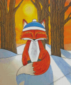 Baby Fox At Sunset Diamond Painting