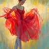 Aesthetic Ballerina In A Red Dress Diamond Painting