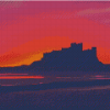 Bamburgh Castle At Sunset Silhouette Diamond Painting