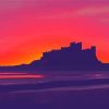 Bamburgh Castle At Sunset Silhouette Diamond Painting