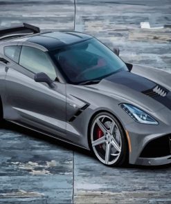 Black And Grey C7 Corvette Car Diamond Painting