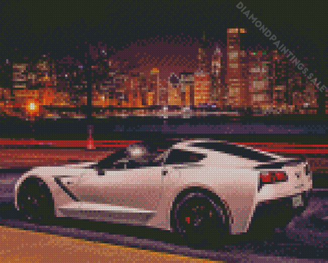 C7 Corvette With City View Diamond Painting