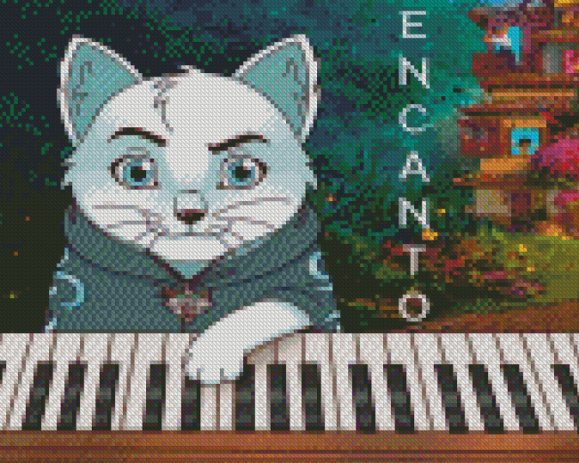 Cat And Piano Animation Diamond Painting