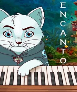 Cat And Piano Animation Diamond Painting