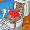 Cat In Toilet Diamond Painting