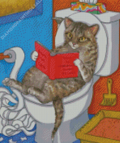 Cat In Toilet Diamond Painting