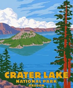 Crater Lake Illustration Diamond Painting