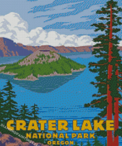 Crater Lake Illustration Diamond Painting