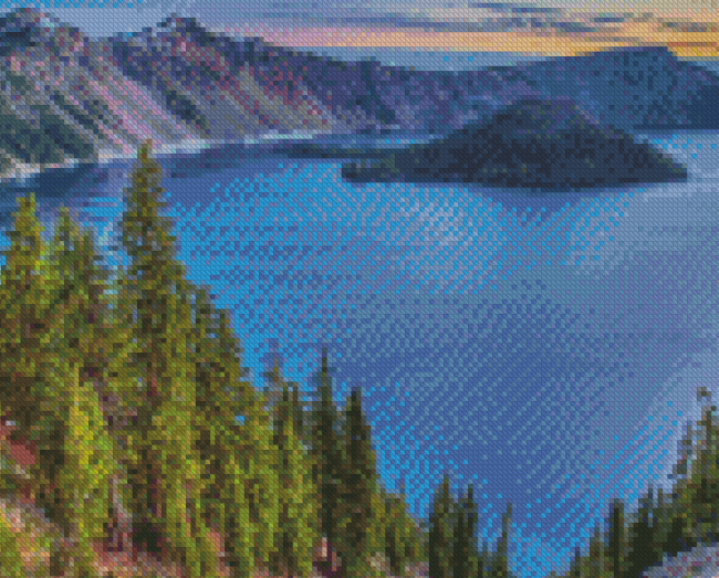 Crater Lake Oregon Landscape Diamond Painting