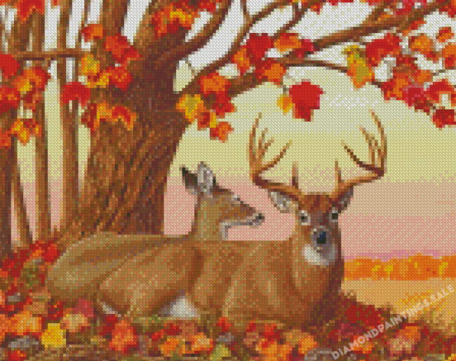 Deer In Autumn Diamond Painting