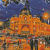 Flinders Street Railway Station Abstract Diamond Painting