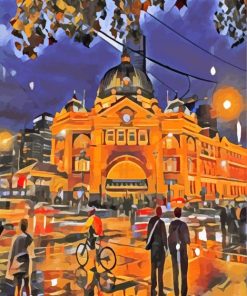 Flinders Street Railway Station Abstract Diamond Painting