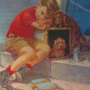 Frances Tipton Hunter Boy And Dogs Diamond Painting