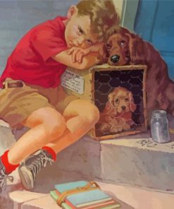 Frances Tipton Hunter Boy And Dogs Diamond Painting