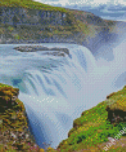 Gullfoss Falls Landscape Diamond Painting