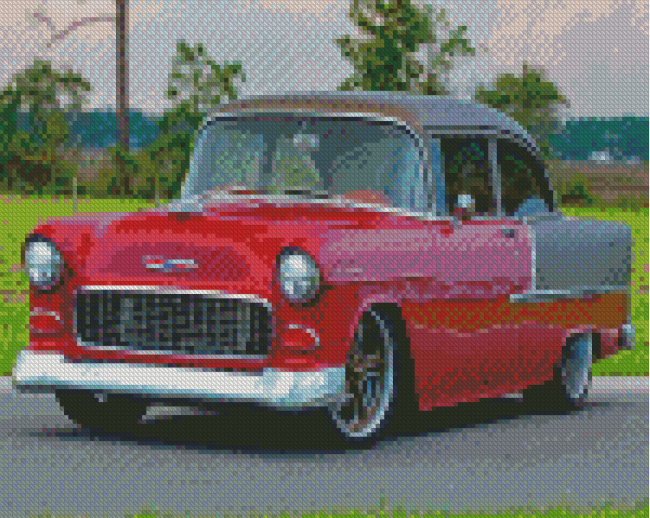 Black And Red 55 Chevy Diamond Painting