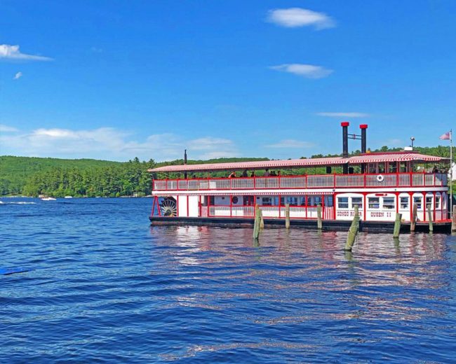 Boat In Lake Diamond Painting