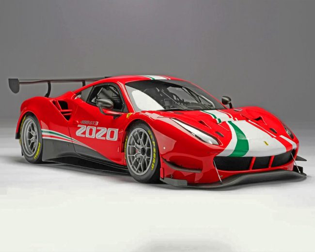 Red Ferrari 488 GT3 Car Diamond Painting