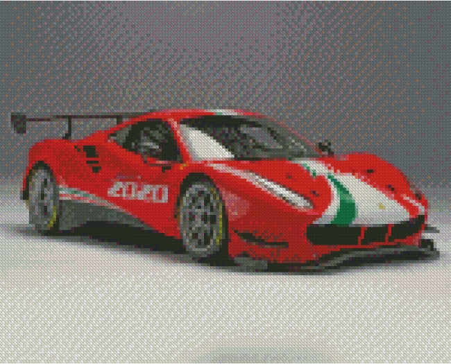 Red Ferrari 488 GT3 Car Diamond Painting