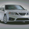 Saab White Car Diamond Painting