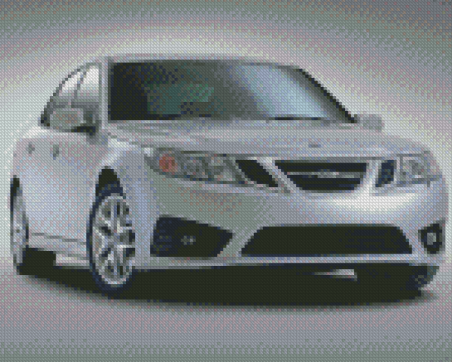 Saab White Car Diamond Painting