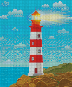 Lighthouse On Beach Diamond Painting