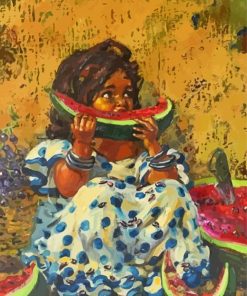 Little African Girl With Watermelon Diamond Painting