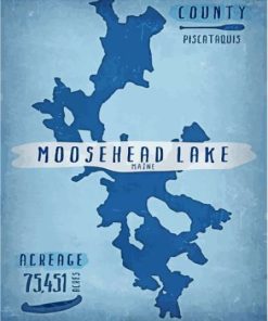 Moosehead Lake Map Art Diamond Painting