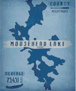 Moosehead Lake Map Art Diamond Painting