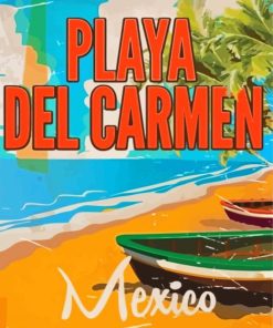Playa Del Carmen Old Poster Diamond Painting
