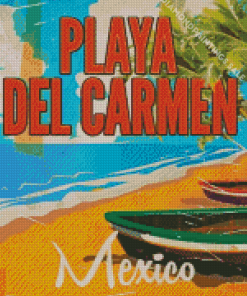 Playa Del Carmen Old Poster Diamond Painting