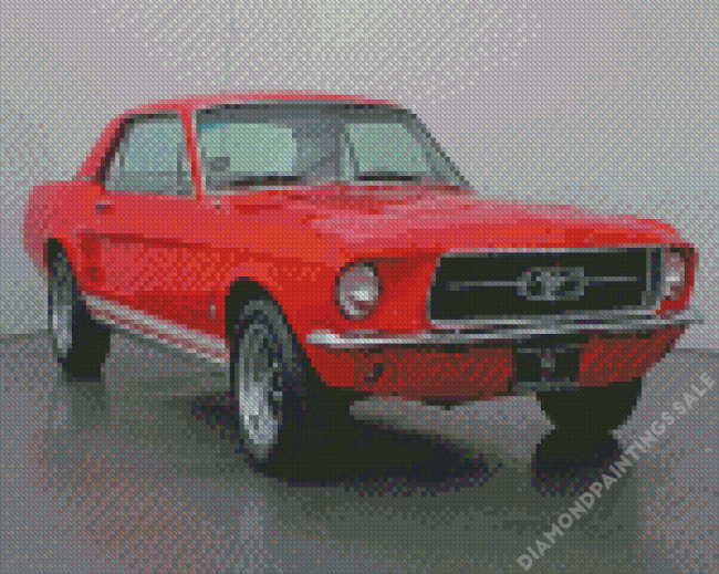 Red 66 Mustang Ford Car Diamond Painting