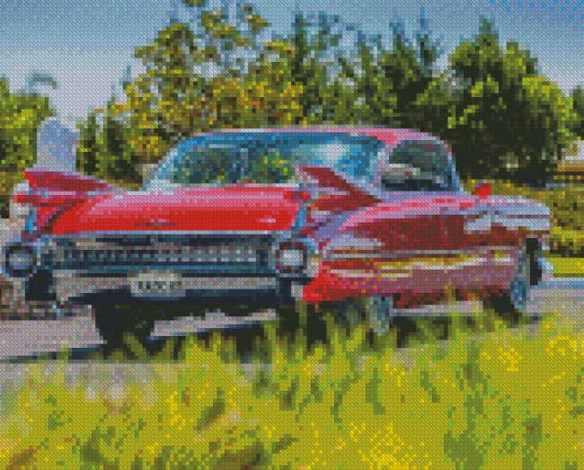 Red 1959 Cadillac Diamond Painting