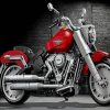 Red Grey Harley Fat Boy Motorcycle Diamond Painting