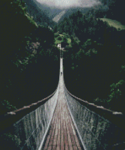 Rope Bridge In The Forest Diamond Painting