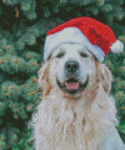 Santa Golden Retriever Christmas Diamond Painting