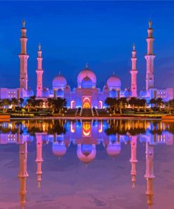Sheikh Zayed Mosque Night Reflection Diamond Painting