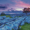 Sunset Over Yorkshire Dales Landscape Diamond Painting