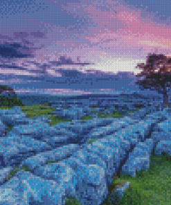 Sunset Over Yorkshire Dales Landscape Diamond Painting