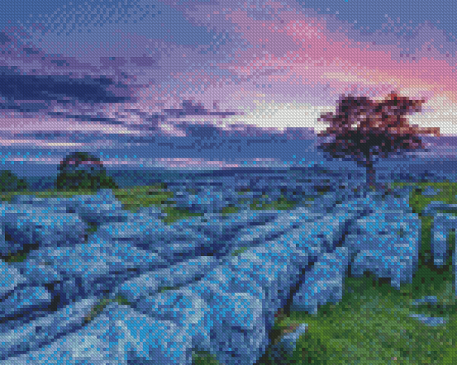 Sunset Over Yorkshire Dales Landscape Diamond Painting