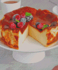Tasty San Sebastian Cheesecake With Berries Diamond Painting