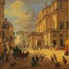 View Of The Teatro Alla Scala By Angelo Inganni Diamond Painting