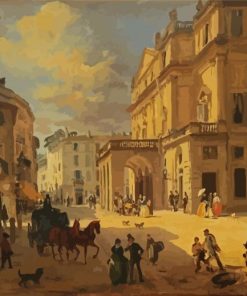 View Of The Teatro Alla Scala By Angelo Inganni Diamond Painting