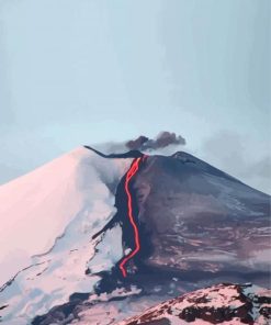 Volcano And Snow View Diamond Painting