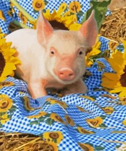 Wild Pig With Sunflowers Diamond Painting