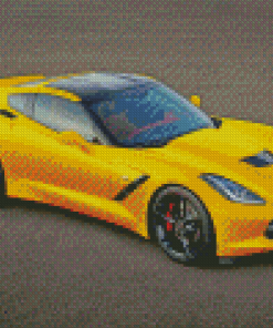 Yellow Corvette Car Diamond Painting