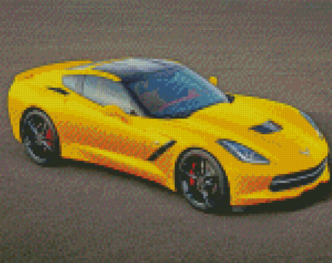 Yellow Corvette Car Diamond Painting