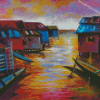 Abstract Houses On Water Diamond Painting