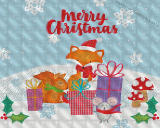 Adorable Christmas Fox Diamond Painting